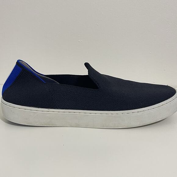 Rothy's The Original Slip On Sneaker Size 9 Black Blue Ankle Stripe Washable - Picture 5 of 16